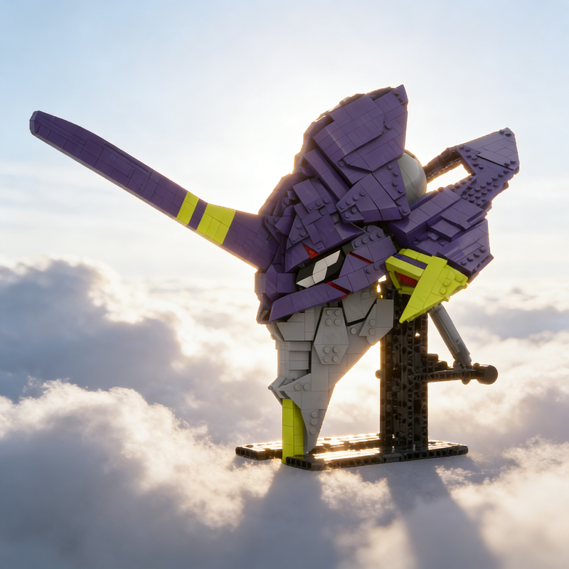 Model Kit Eva 01 - 1671pcs MOC Eva 01 Head Evangelion