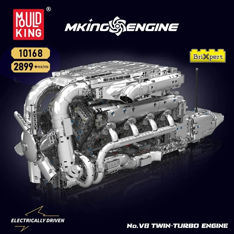 Mould King 10168 V8 Twin Turbo - Model Kit Engine V8 avaliação e preço
