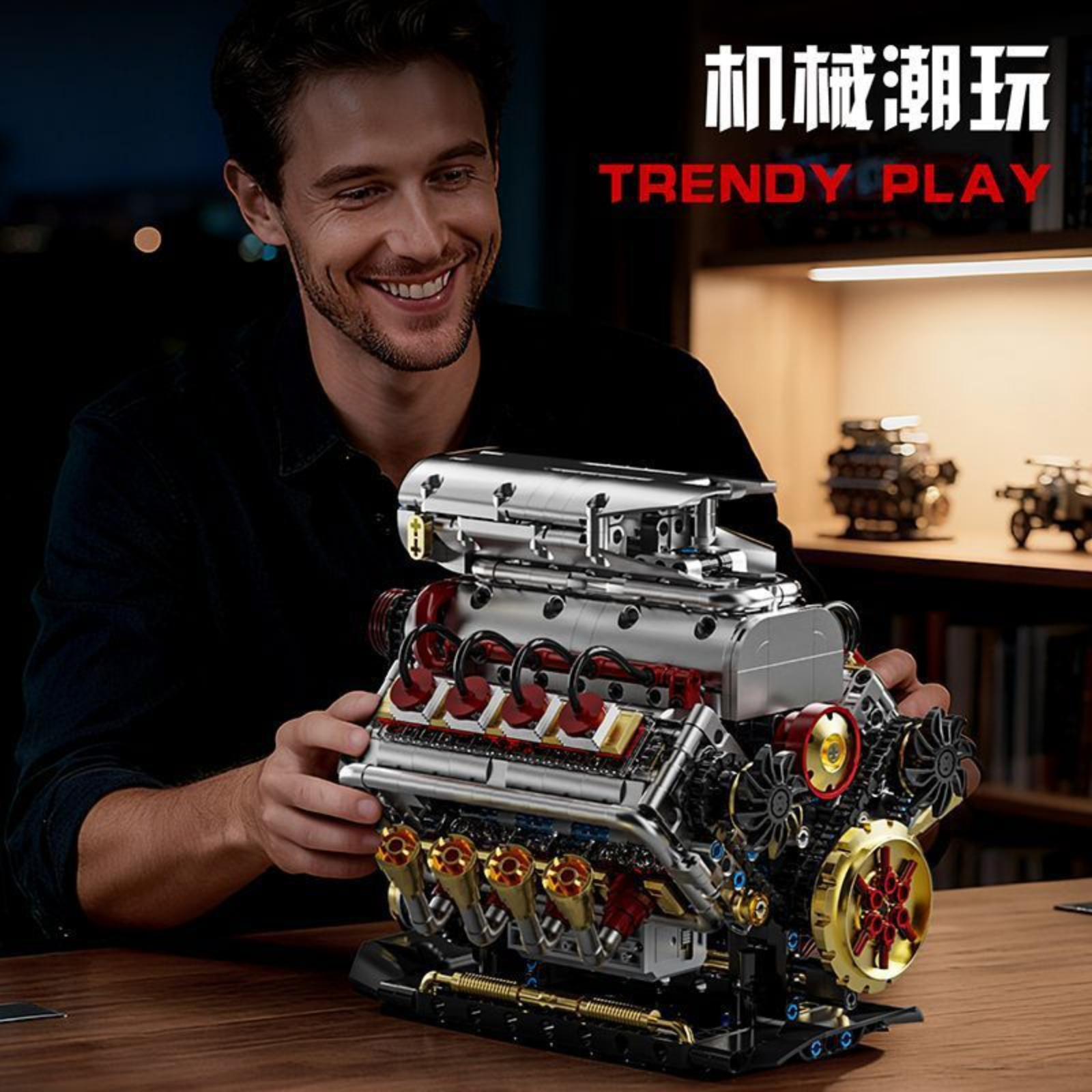 YC3703 Mechanical V8 Engine Mo - Model Kit Engine V8 avaliação e preço