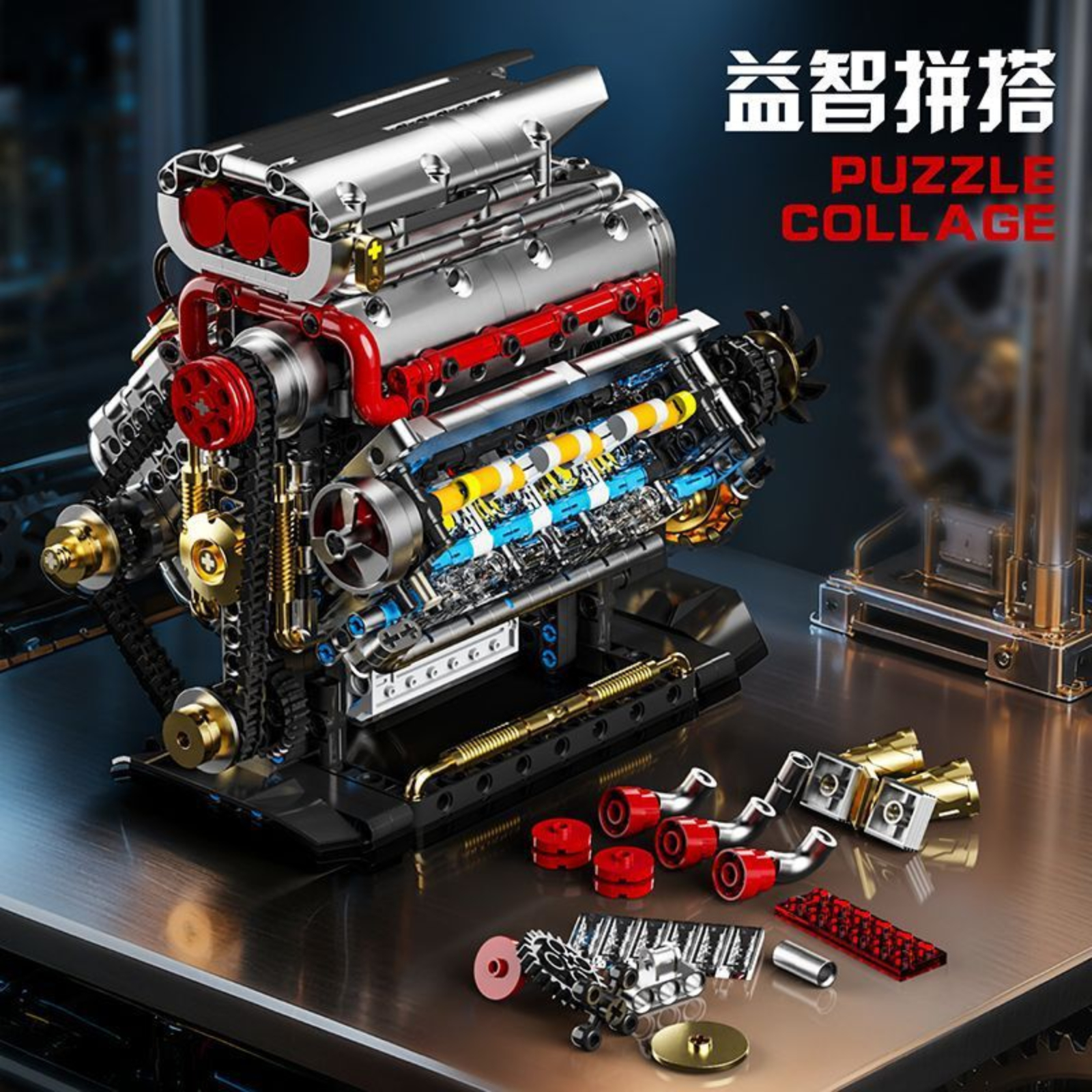 YC3703 Mechanical V8 Engine Mo - Model Kit Engine V8 avaliação e preço