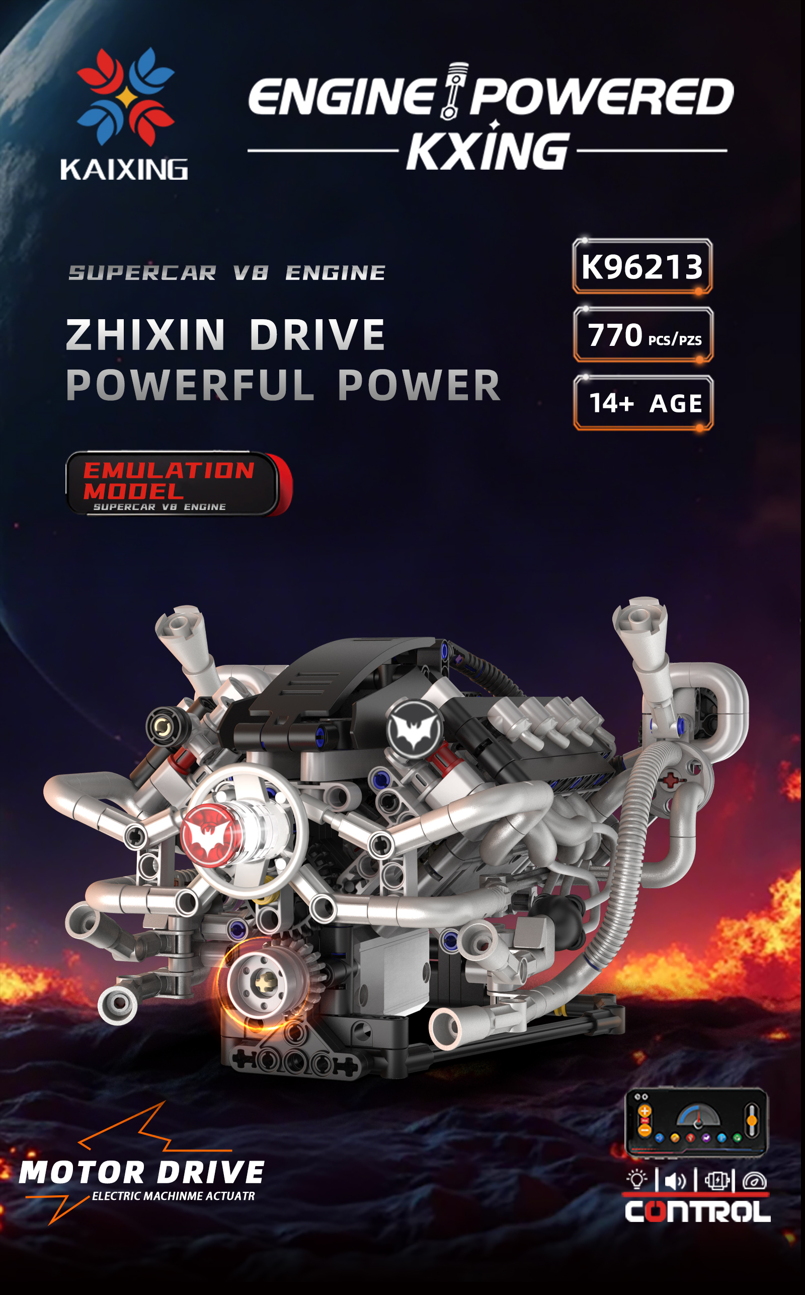 K96213 770pcs V8 Engine Model  - Model Kit Ikaruga avaliação e preço