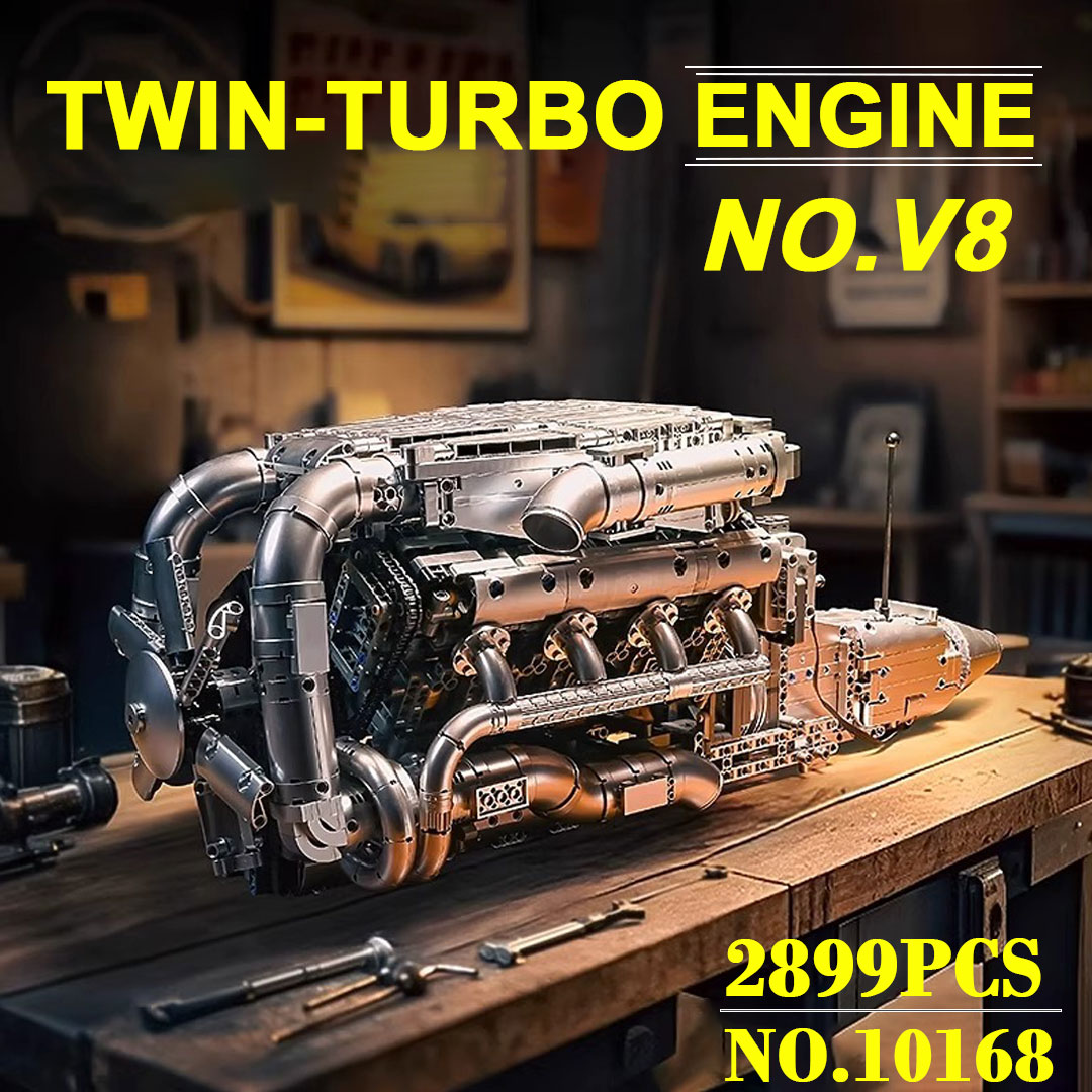 Mould King 10168 V8 Twin Turbo - Model Kit Engine V8 avaliação e preço